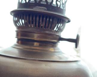 Victorian Era Oil Lamp with Etched Frosted Glass Shade