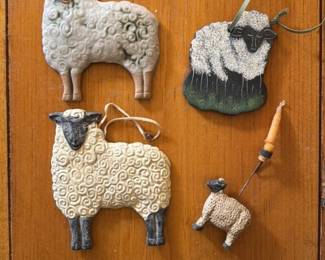 Set of Four Sheep Ornaments 