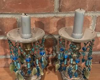 Vintage beaded candle Sconces 