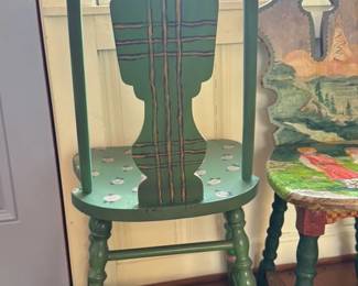 Hand Painted Folk Art Chair 