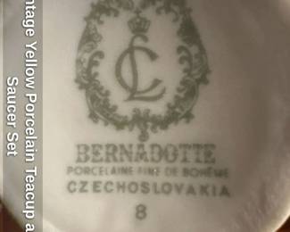 Vintage Yellow Porcelain Teacup and Saucer Set 