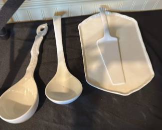 Antique Porcelain Ladle Cake Server Set 