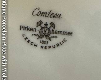 Antique Porcelain Plate with Violets 