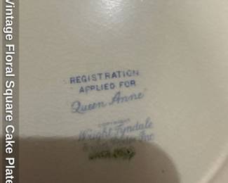 vintage floral square cake plate 