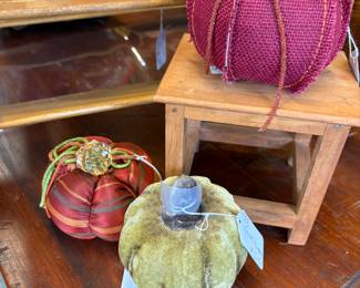 More pumpkins from velvet, satin and dyed burlap.