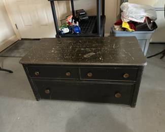 #91	Wood Black Painted Bench w/3 drawers 42x21x20	 $35.00 			
