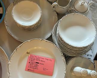#160	China Table Institute simplicity 39-piece white and silver	 $40.00 			
