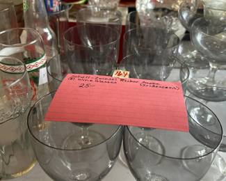 #166	Schott Zwiebel Neckar smoke 8 wine glasses Iridescent 	 $25.00 			
