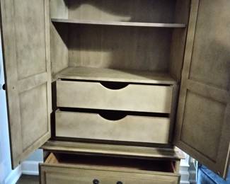 #13	Century Armoire w/2 doors w/4 Drawers & 2 shelves - Pickled Finish - 34x73x19	 $175.00 			
