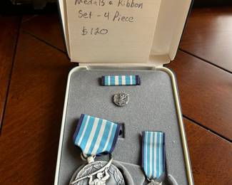 #163	Nasa silver achievement medal and ribbon set 4 pieces 	 $120.00 			
