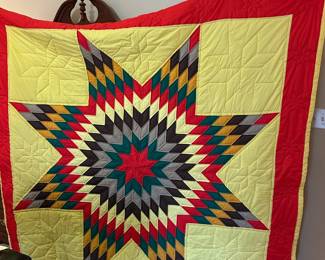 #78	Machine pieced Hand Quilted Scrappy Texas Star - 82x80	 $75.00 			
