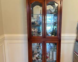 #11	Wood Display Cabinet w/beveled Glass & 4 Glass Shelves - Lighted - 28x10x76	 $75.00 			
