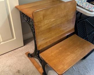 #61	Wood Desk w/folding Seat on Metal Stand - 24x20-30x30	 $45.00 			
