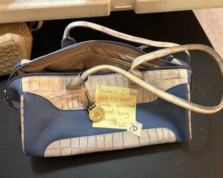 #70	Brahmin 2-tone Blue & Cream snake embossed barrel bag - vintage	 $60.00 			
