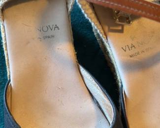 Via Nova Women's Leather Espadrille Wedge Sandals