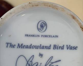 Franklin Porcelain "The Meadowland Bird Vase" by Bairstow Limited Edition
