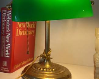 Vintage Banker's Lamp with Green Glass Shade