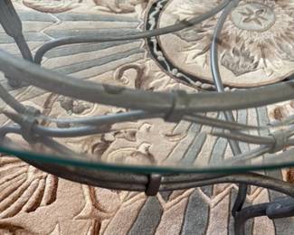 Oval Glass and Wrought Iron Dining table