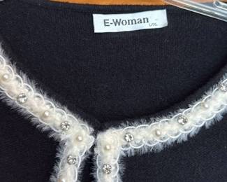 E-Woman Embellished Black Cardigan