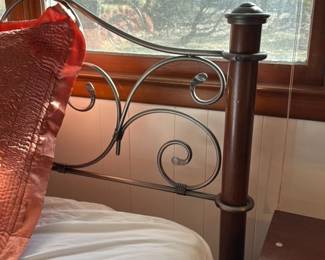 Ornate Metal and Wood Bed Frame