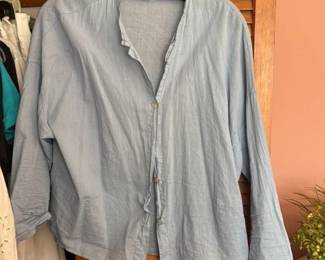 Light Blue Cotton Gauze Long Sleeve Shirt