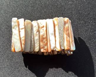 Shell and Rhinestone Stretch Bracelet