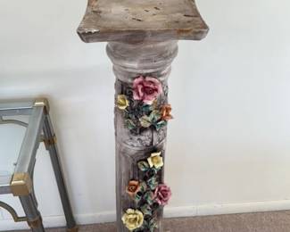 Vintage Ceramic Pedestal with Roses