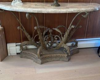 Ornate Gilt Metal and Marble Console Table