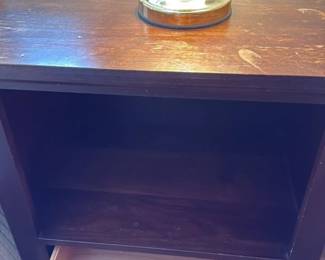Wooden Nightstand with Drawer and Open Shelf