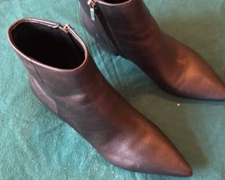 Marc Fisher LTD Black Leather Pointed Toe Ankle Boots