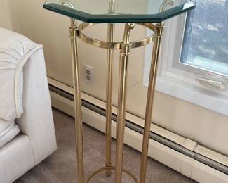 Brass and Glass Octagonal Side Table