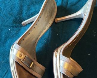 BCBGirls Gold Metallic Heeled Mules