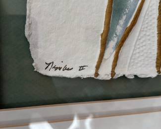 Abstract Mixed Media Artwork with Gold Leaf Accents