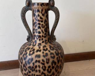 Leopard Print Amphora Vase with Handles