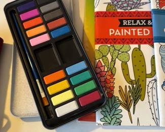 Watercolor Paint Set with Coloring Book and Pencils