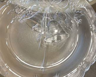 Vintage Clear Glass "Christmas Bell" Serving Platter