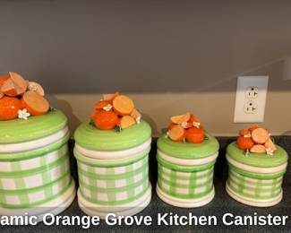 Ceramic Orange Grove Kitchen Canister Set