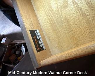 Mid Century Modern Walnut Corner Desk