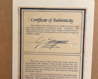 Tangyu Asada Camellia Woodblock Print