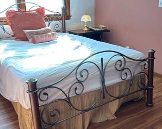 Ornate Metal and Wood Bed Frame