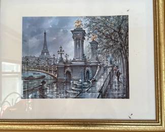 Vintage Paris Scene Lithograph Print
