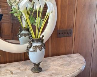 Artificial Calla Lilies in Decorative Urn