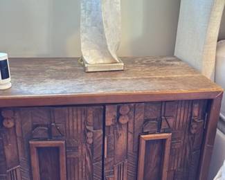 Mid Century Modern Brutalist Wood Nightstand