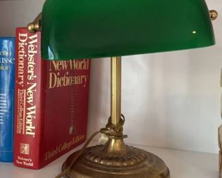 Vintage Banker's Lamp with Green Glass Shade