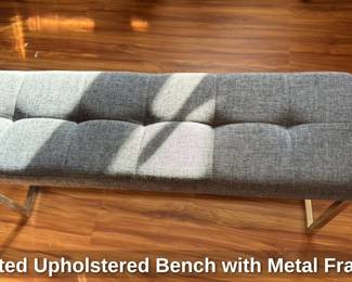 Tufted Upholstered Bench with Metal Frame