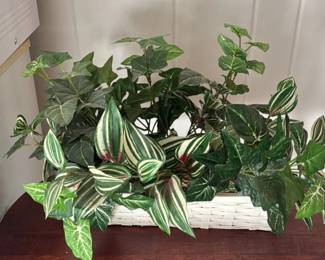 Artificial Plant Arrangement in Woven Basket