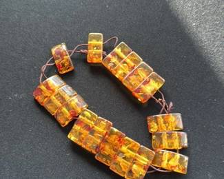 Rectangular Amber Bead Bracelet