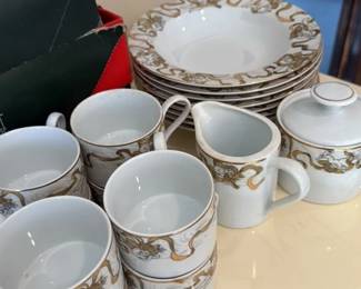 American Atelier Porcelain Tea Set with Cherub Motif