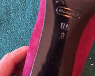 Coach Women's Fuchsia Suede Ballet Flats with Embellished Trim