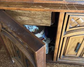 Vintage Display China Cabinet with Drawers